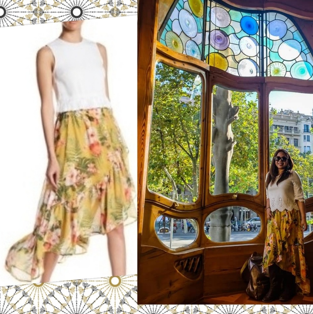 Flying Tomato Asymmetrical Ruffle Tropical Skirt